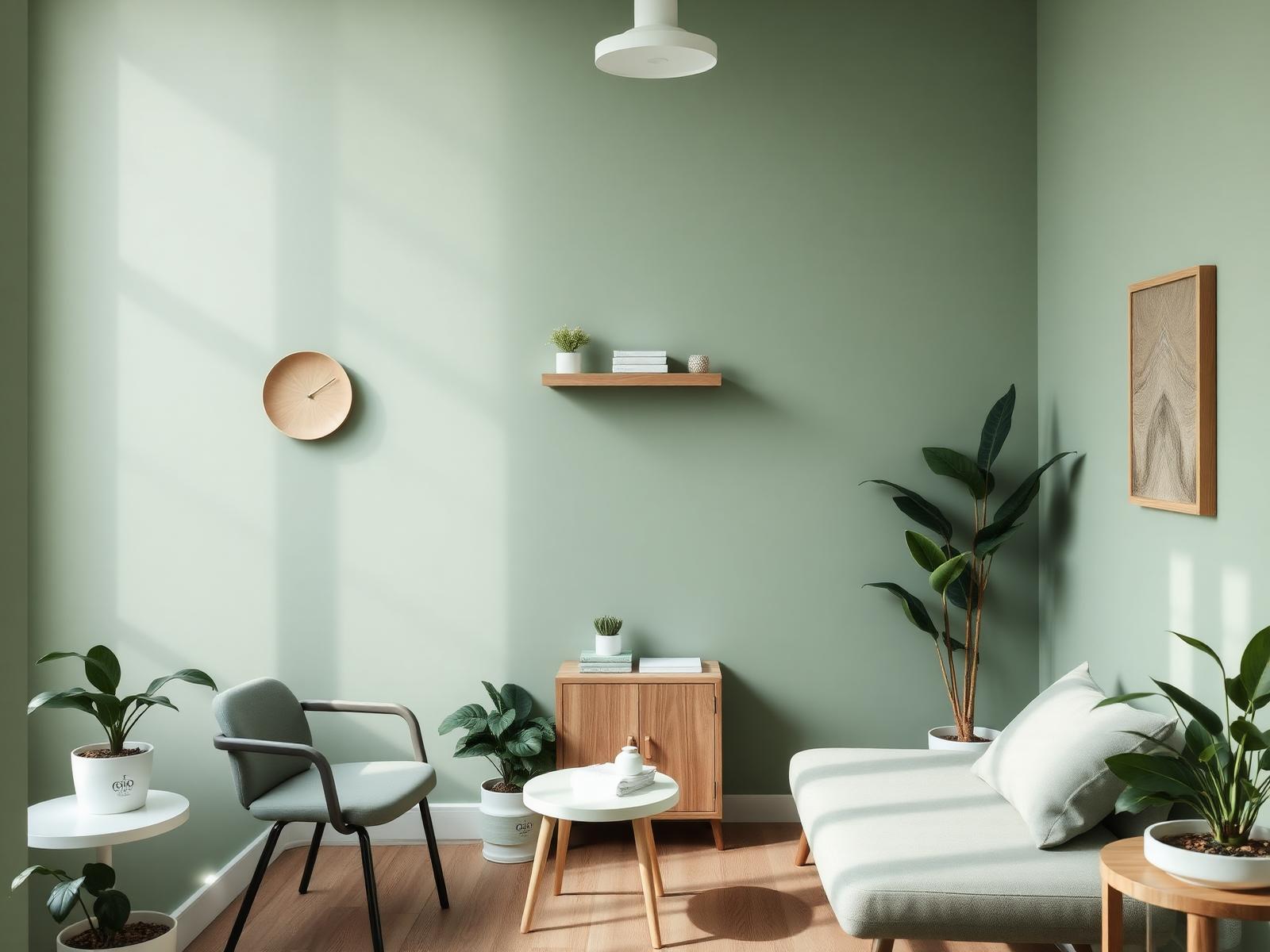 Sala consulto del Centro Salus con pareti verde salvia